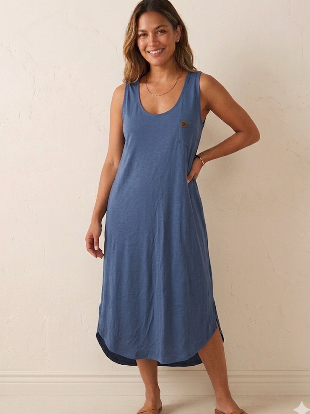 Brok Boys Comfy Blue Sleeveless Midi Dress